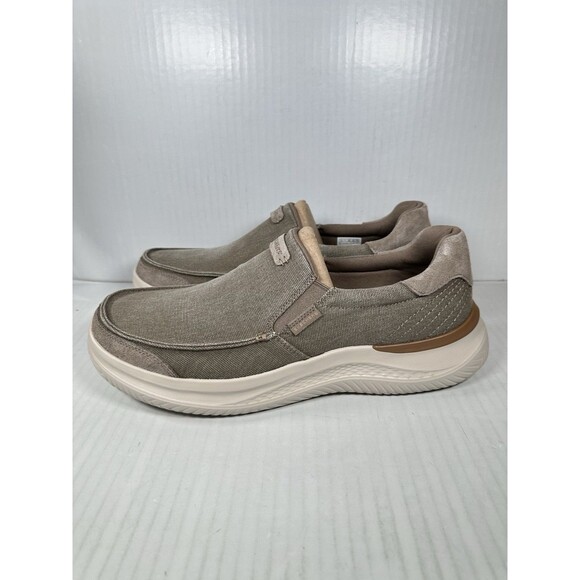 Size 10.5 SKECHERS Hasting-Vigo 205366 Taupe Relaxed Fit Sneaker Shoes Slip On - Picture 3 of 8